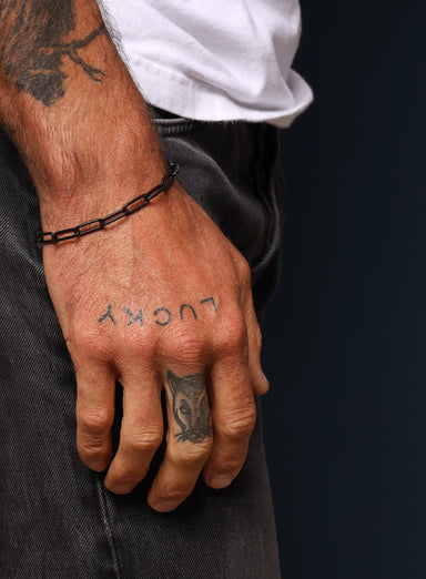 925 Titanium Coated Sterling Silver Clip Chain Bracelet Bracelets WE ARE ALL SMITH: Men's Jewelry & Clothing.