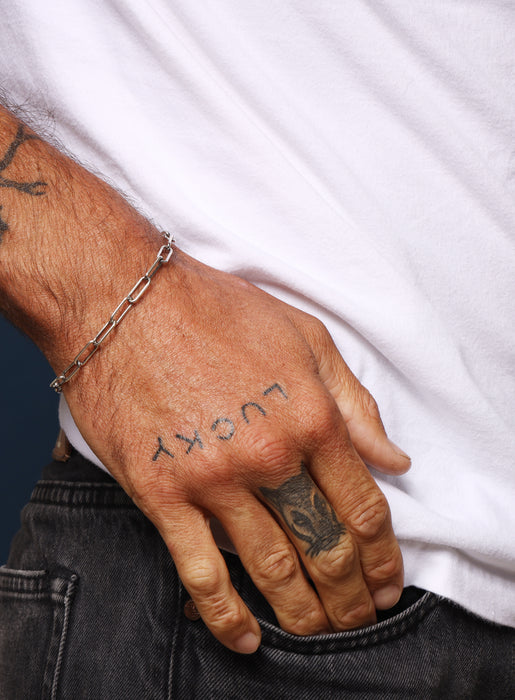 925 Oxidized Sterling Silver Clip Chain Bracelet Bracelets WE ARE ALL SMITH: Men's Jewelry & Clothing.