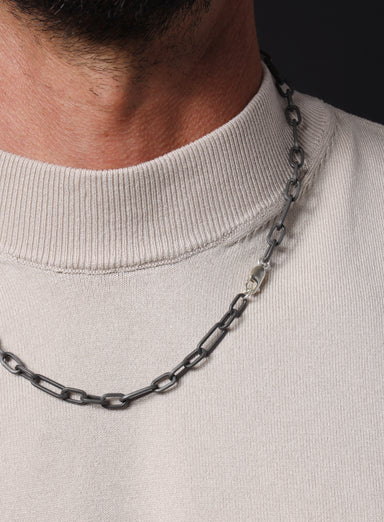 925 Titanium Coated Sterling Silver Figaro Inspired Chain Necklace for Men  WE ARE ALL SMITH: Men's Jewelry & Clothing.   