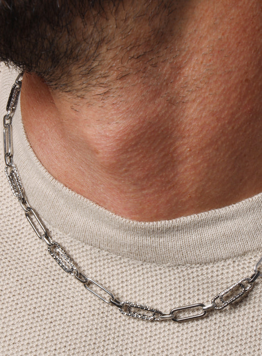 925 Oxidized and lasered Double Clip Chain Necklace Jewelry WE ARE ALL SMITH: Men's Jewelry & Clothing.