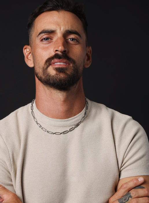 925 Oxidized and lasered Double Clip Chain Necklace Jewelry WE ARE ALL SMITH: Men's Jewelry & Clothing.