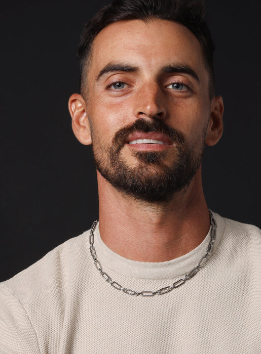 925 Oxidized and lasered Double Clip Chain Necklace Jewelry WE ARE ALL SMITH: Men's Jewelry & Clothing.