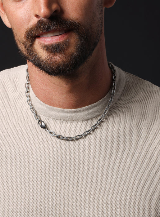 925 Oxidized Sterling Silver Collar Inspired Chain Necklace for Men Jewelry WE ARE ALL SMITH: Men's Jewelry & Clothing.