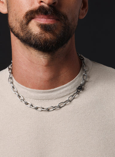 925 Oxidized Sterling Silver Chunky Oval Chain Necklace for Men Jewelry WE ARE ALL SMITH: Men's Jewelry & Clothing.