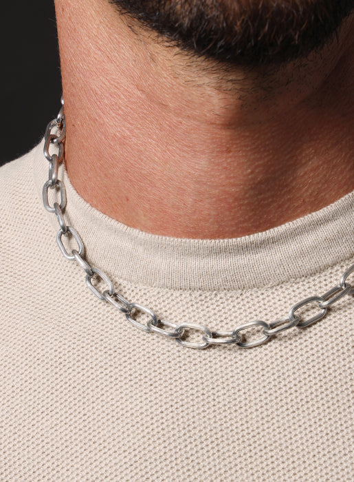 925 Oxidized Sterling Silver Chunky Oval Chain Necklace for Men Jewelry WE ARE ALL SMITH: Men's Jewelry & Clothing.   