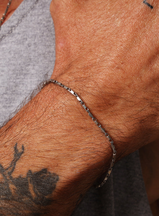 925 Oxidized Sterling Silver Links Chain Bracelet Bracelets WE ARE ALL SMITH: Men's Jewelry & Clothing.   
