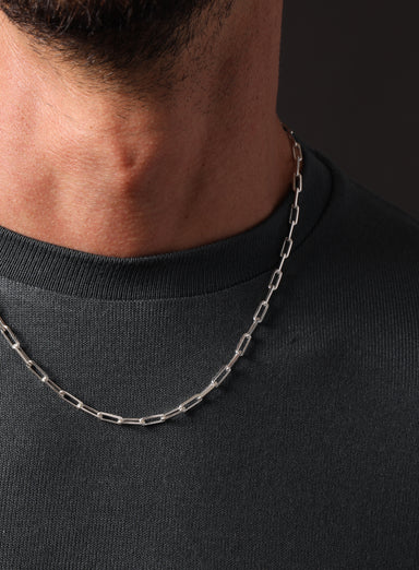 925 Sterling Silver Elongated Cable Chain Necklace for Men Jewelry WE ARE ALL SMITH: Men's Jewelry & Clothing.   