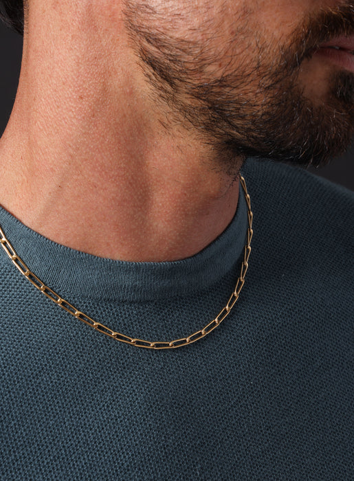14k Gold Filled Elongated Cable Bevel Chain Necklace for Men Jewelry WE ARE ALL SMITH: Men's Jewelry & Clothing.   