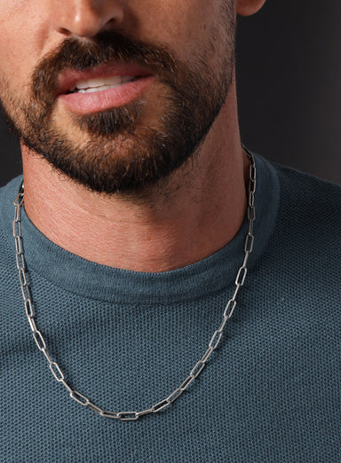 925 Oxidized Sterling Silver Cable "Clip" Chain Jewelry WE ARE ALL SMITH: Men's Jewelry & Clothing.   