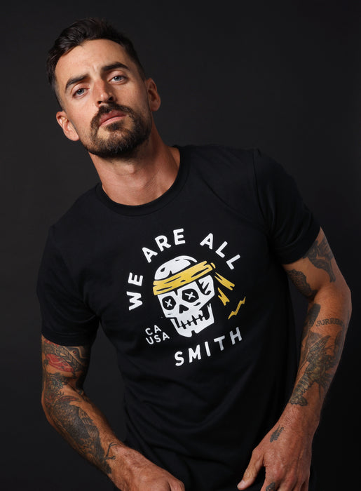 Skull Black Unisex black short sleeve t-shirt  WE ARE ALL SMITH: Men's Jewelry & Clothing.   
