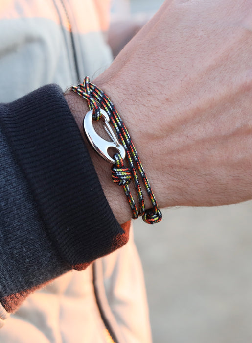 Black, Red and Orange Tactical Cord Bracelet for Men (Silver Clasp -23S) Bracelets We Are All Smith