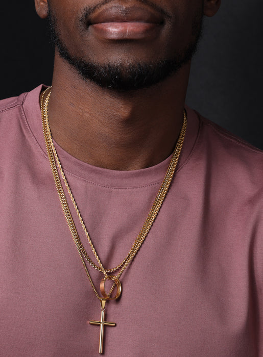 Cuban Chain and Cross and Ring Pendant | Mix and Match Combo | Make your own Set Necklace Sets WE ARE ALL SMITH: Men's Jewelry & Clothing.   