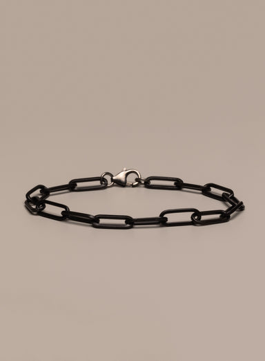 925 Titanium Coated Sterling Silver Clip Chain Bracelet Bracelets WE ARE ALL SMITH: Men's Jewelry & Clothing.