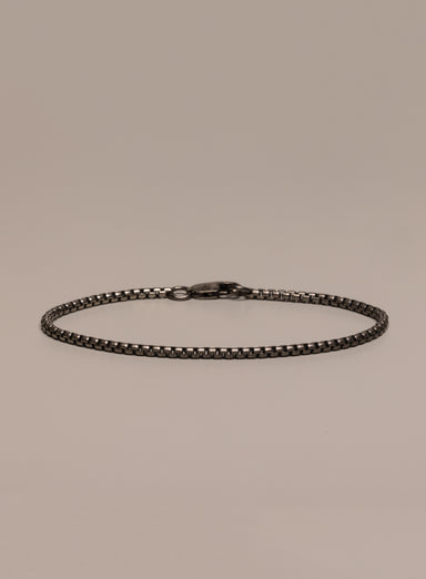 925 Oxidized Sterling Silver Venetian Round Box Chain Bracelet Bracelets WE ARE ALL SMITH: Men's Jewelry & Clothing.   