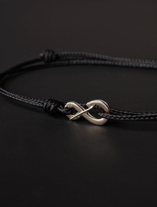 Infinity Bracelet - Black cord men's bracelet with silver clasp Jewelry We Are All Smith   