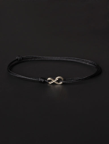 Infinity Bracelet - Black cord men's bracelet with silver clasp Jewelry We Are All Smith