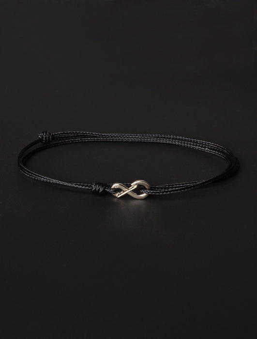 Infinity Bracelet - Black cord men's bracelet with silver clasp Jewelry We Are All Smith