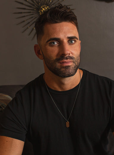 Small Bronze Dog tag Necklace on Oxidized Sterling Silver Chain Necklaces We Are All Smith