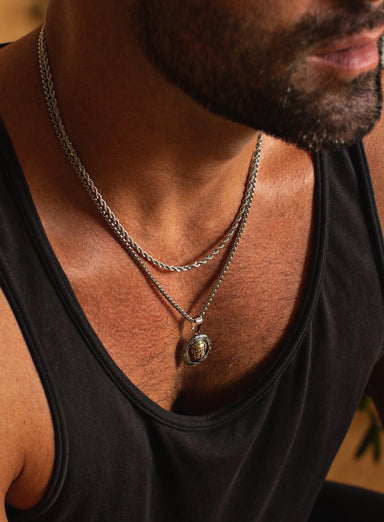 Necklace Set: Silver Rope Chain and Buddha Necklace Necklaces WE ARE ALL SMITH: Men's Jewelry & Clothing.   