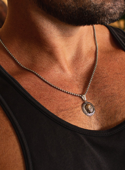 Stainless Steel Buddha Head Pendant Necklace for Men Necklaces We Are All Smith