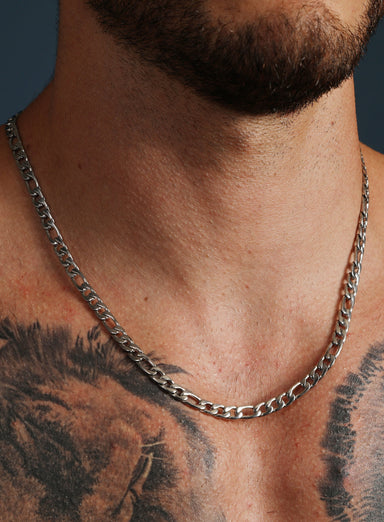 Waterproof 6mm Silver Figaro Chain Necklace  WE ARE ALL SMITH: Men's Jewelry & Clothing.