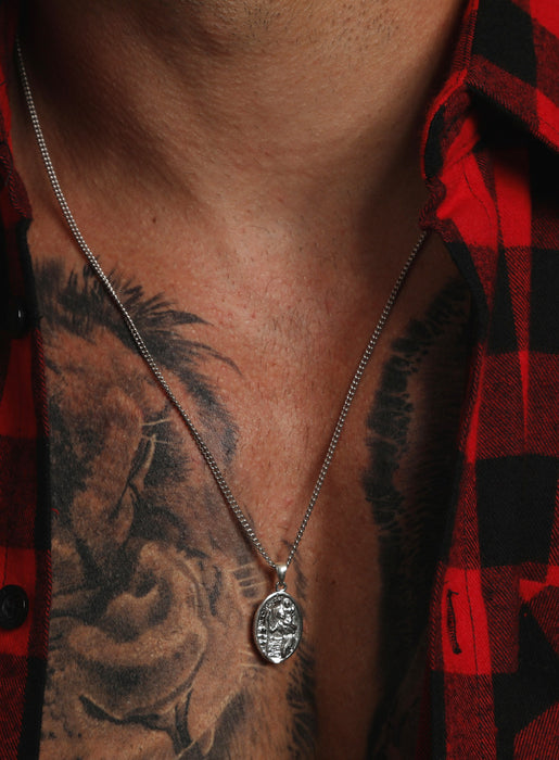St Christopher Oval Medal Necklaces WE ARE ALL SMITH: Men's Jewelry & Clothing.