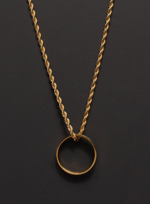 Gold Ring Necklace on rope chain Necklaces WE ARE ALL SMITH: Men's Jewelry & Clothing.