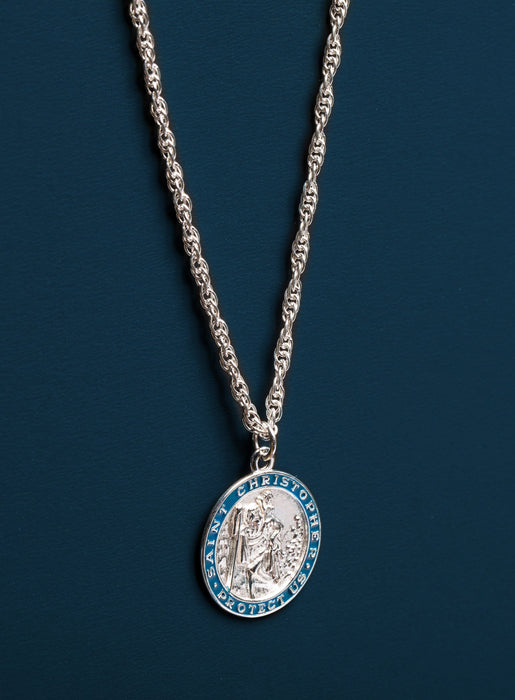 Sterling Silver Saint Christopher Medal Necklace for Men Necklaces WE ARE ALL SMITH: Men's Jewelry & Clothing.   