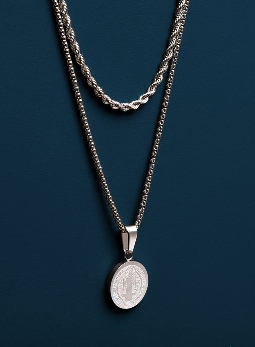 Waterproof Saint Benedict Necklace Set Necklaces WE ARE ALL SMITH: Men's Jewelry & Clothing.   