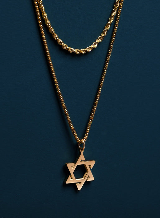 Gold Star of David Necklace Set for Men Necklaces WE ARE ALL SMITH: Men's Jewelry & Clothing.   
