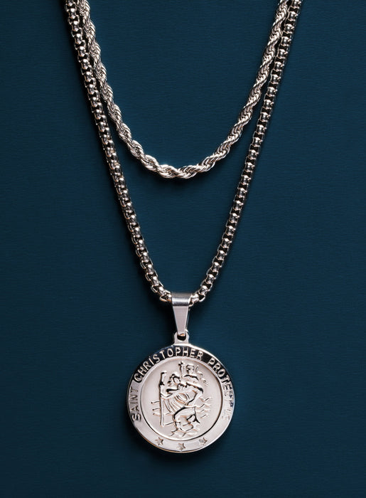 Waterproof Saint Christopher Necklace 5 Way Set Necklaces WE ARE ALL SMITH: Men's Jewelry & Clothing.   