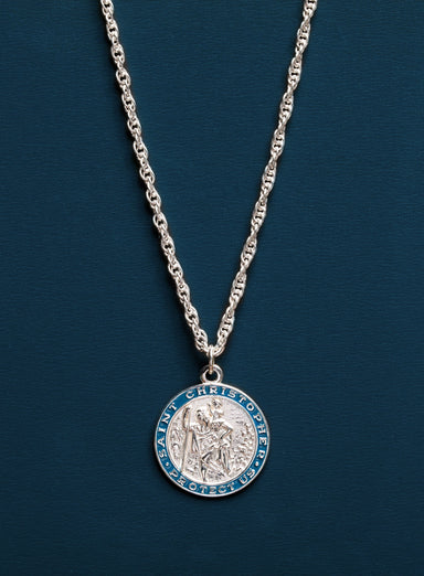 Sterling Silver Saint Christopher Medal Necklace for Men Necklaces WE ARE ALL SMITH: Men's Jewelry & Clothing.