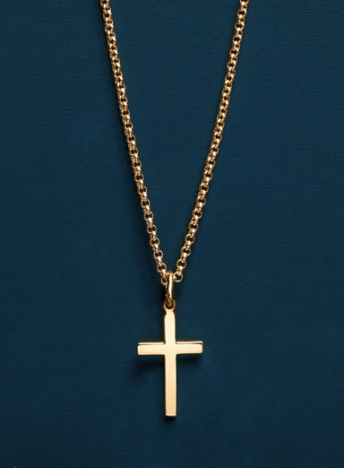 Vermeil gold Cross on 14k Gold Filled Rolo Chain Necklaces WE ARE ALL SMITH: Men's Jewelry & Clothing.