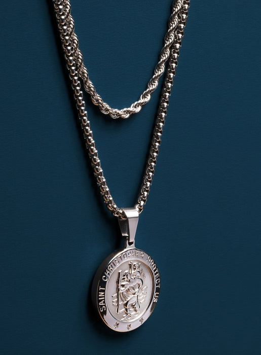 Waterproof Saint Christopher Necklace 5 Way Set Necklaces WE ARE ALL SMITH: Men's Jewelry & Clothing.   