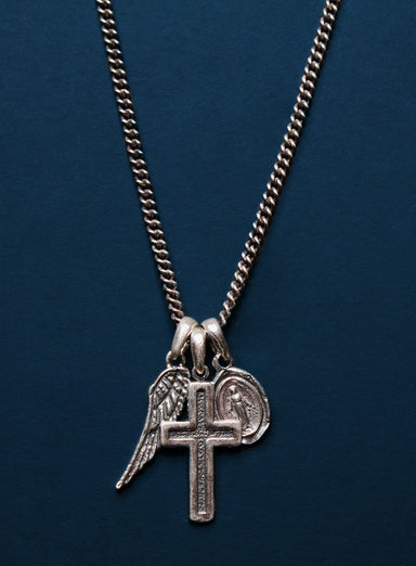 Wing, silver cross, miraculous medal necklace Necklaces WE ARE ALL SMITH: Men's Jewelry & Clothing.   