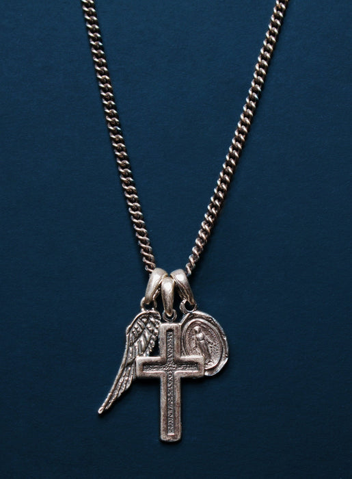 Wing, silver cross, miraculous medal necklace Necklaces WE ARE ALL SMITH: Men's Jewelry & Clothing.