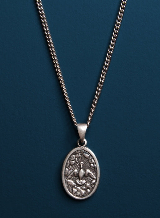 925 Sterling Silver Holy Spirit Oval Medal Necklaces WE ARE ALL SMITH: Men's Jewelry & Clothing.