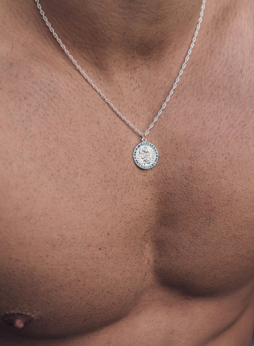 Sterling Silver Saint Christopher Medal Necklace for Men Necklaces WE ARE ALL SMITH: Men's Jewelry & Clothing.