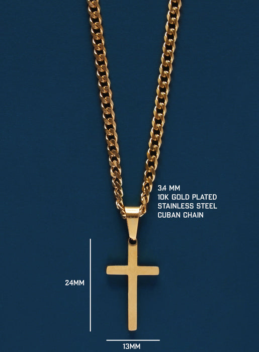 Cuban Chain Gold Cross Necklace for Men Necklaces WE ARE ALL SMITH: Men's Jewelry & Clothing.