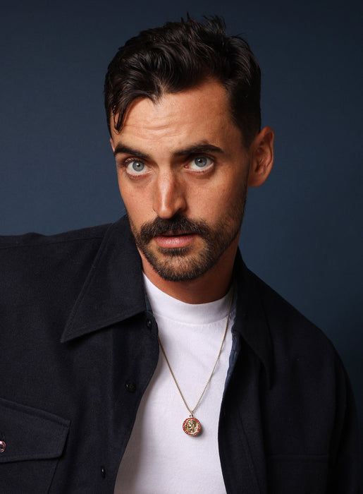 Gold Saint Christopher Red enamel pendant Necklaces WE ARE ALL SMITH: Men's Jewelry & Clothing.