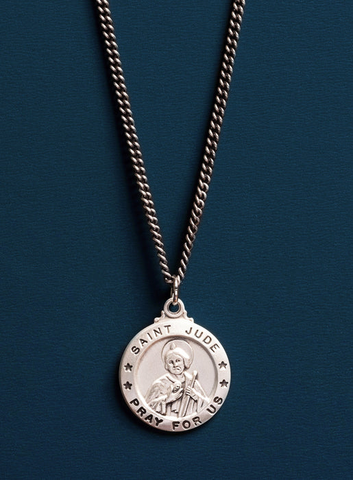 Saint Jude Sterling Silver Round Pendant Medal for Men Necklace WE ARE ALL SMITH: Men's Jewelry & Clothing.