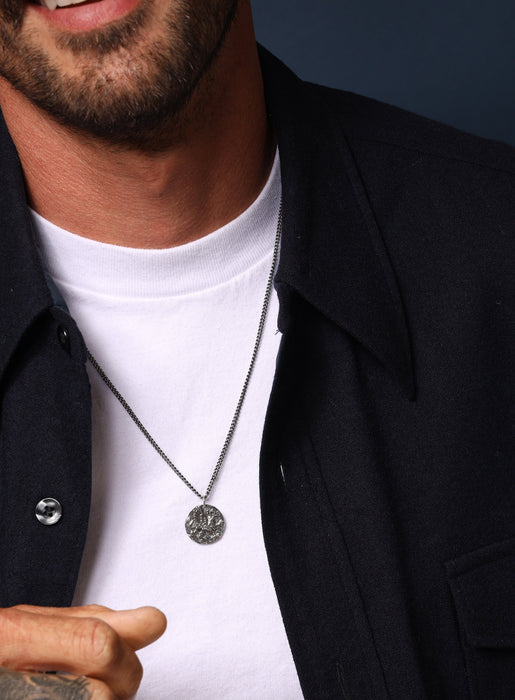 925 Oxidized Sterling Silver Griffin Coin Necklace Necklaces WE ARE ALL SMITH: Men's Jewelry & Clothing.