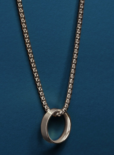 Waterproof Stainless Steel Ring on 3mm Venetian Round Box Chain Necklaces WE ARE ALL SMITH: Men's Jewelry & Clothing.