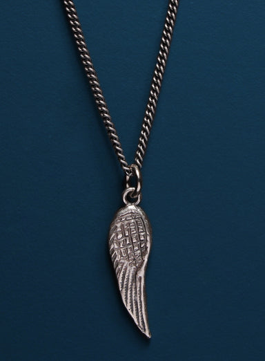 925 Sterling Silver Wing pendant on oxidized sterling curb chain Necklaces WE ARE ALL SMITH: Men's Jewelry & Clothing.