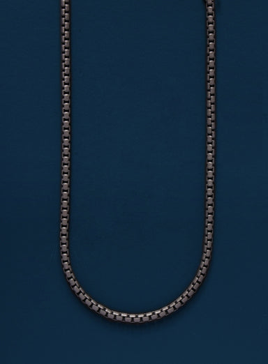 Titanium coated over sterling 3mm Venetian round box chain Necklaces WE ARE ALL SMITH: Men's Jewelry & Clothing.   