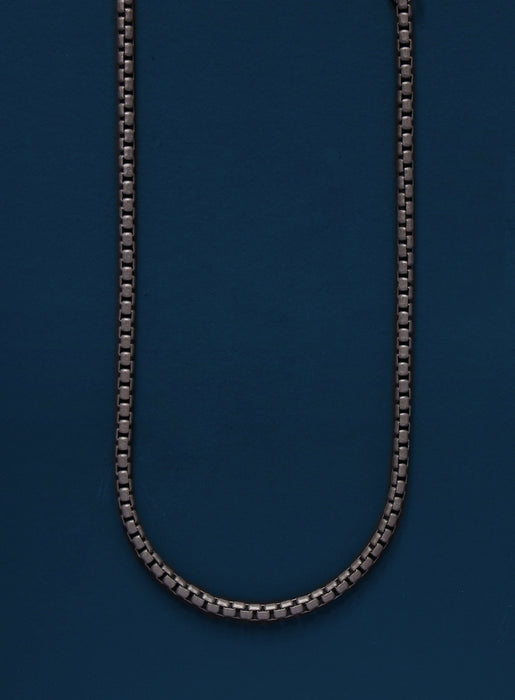 Titanium coated over sterling 3mm Venetian round box chain Necklaces WE ARE ALL SMITH: Men's Jewelry & Clothing.   
