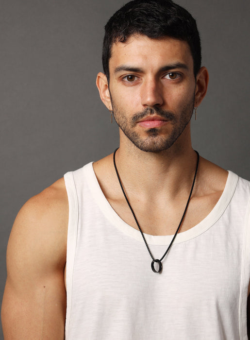 Black Ring pendant on 3mm Venetian Round box chain Necklaces WE ARE ALL SMITH: Men's Jewelry & Clothing.