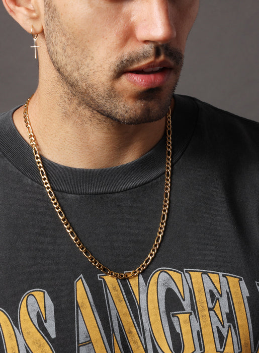 5mm wide Figaro link gold chain necklace Necklaces WE ARE ALL SMITH: Men's Jewelry & Clothing.