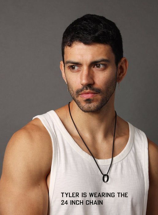 Black Ring pendant on 3mm Venetian Round box chain Necklaces WE ARE ALL SMITH: Men's Jewelry & Clothing.