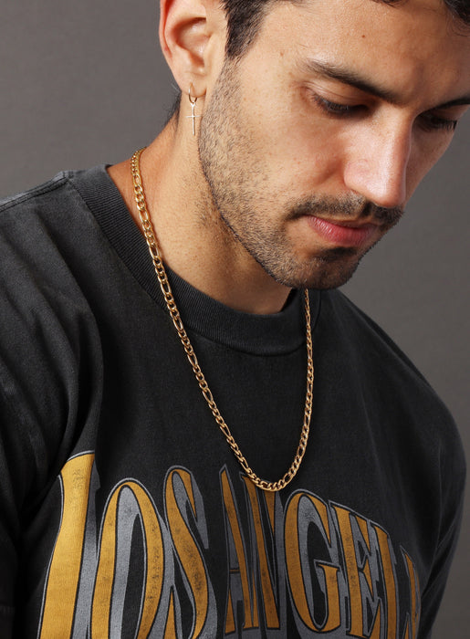 5mm wide Figaro link gold chain necklace Necklaces WE ARE ALL SMITH: Men's Jewelry & Clothing.